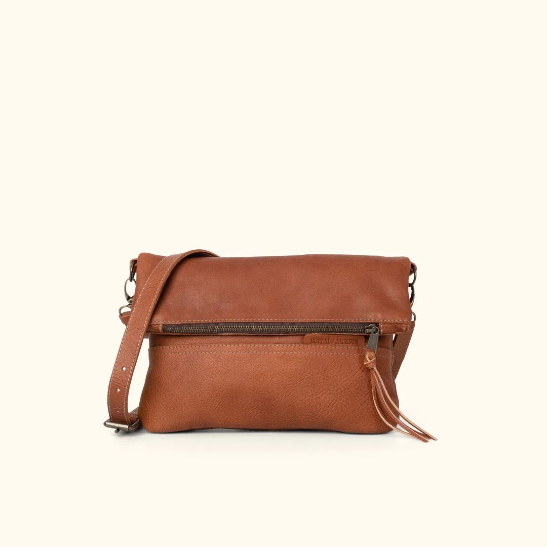 Madison Leather Crossbody Fold-Over Clutch