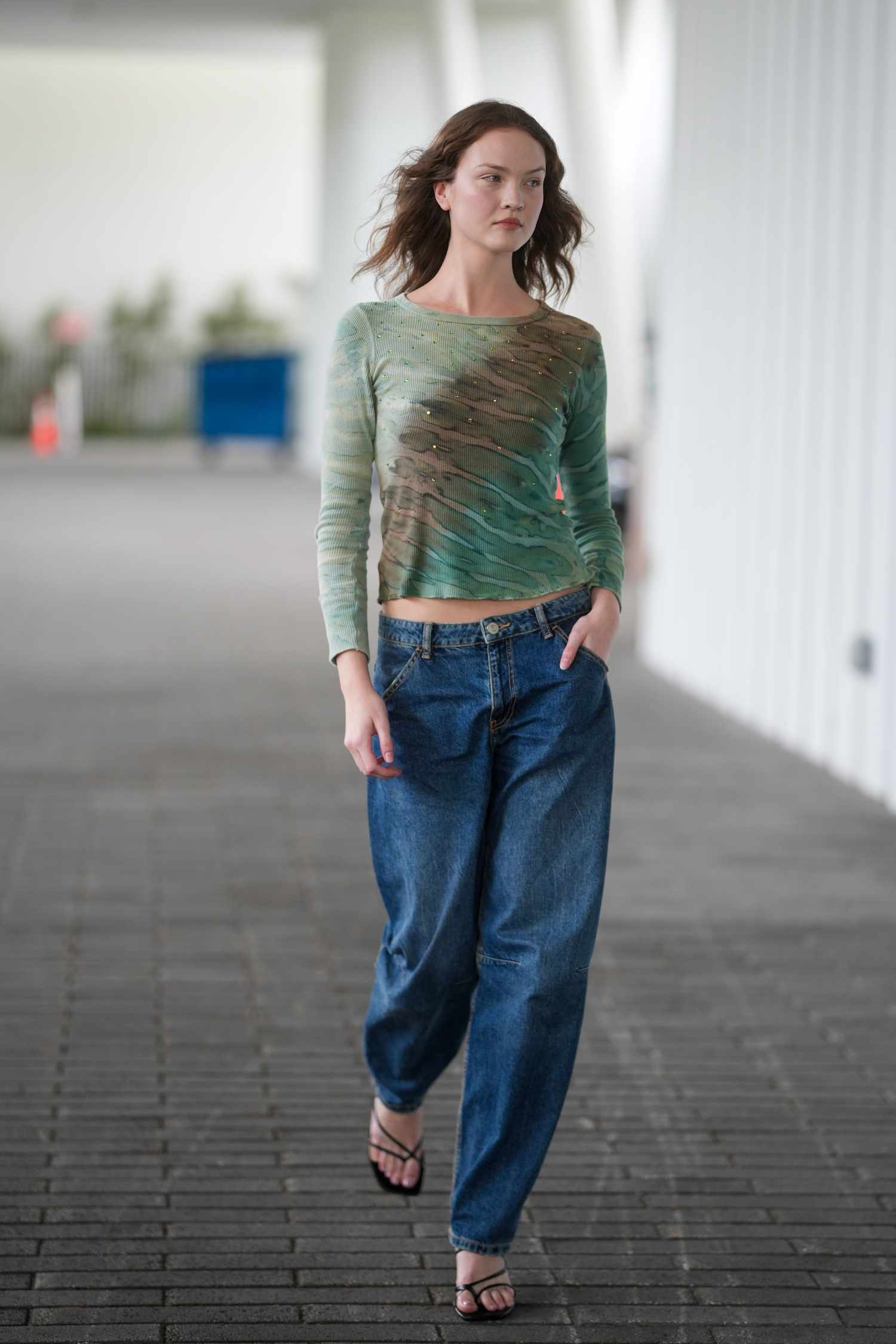 Emilie Waters is seen outside the Lafayette 148 show as part of Miami Fashion Week 