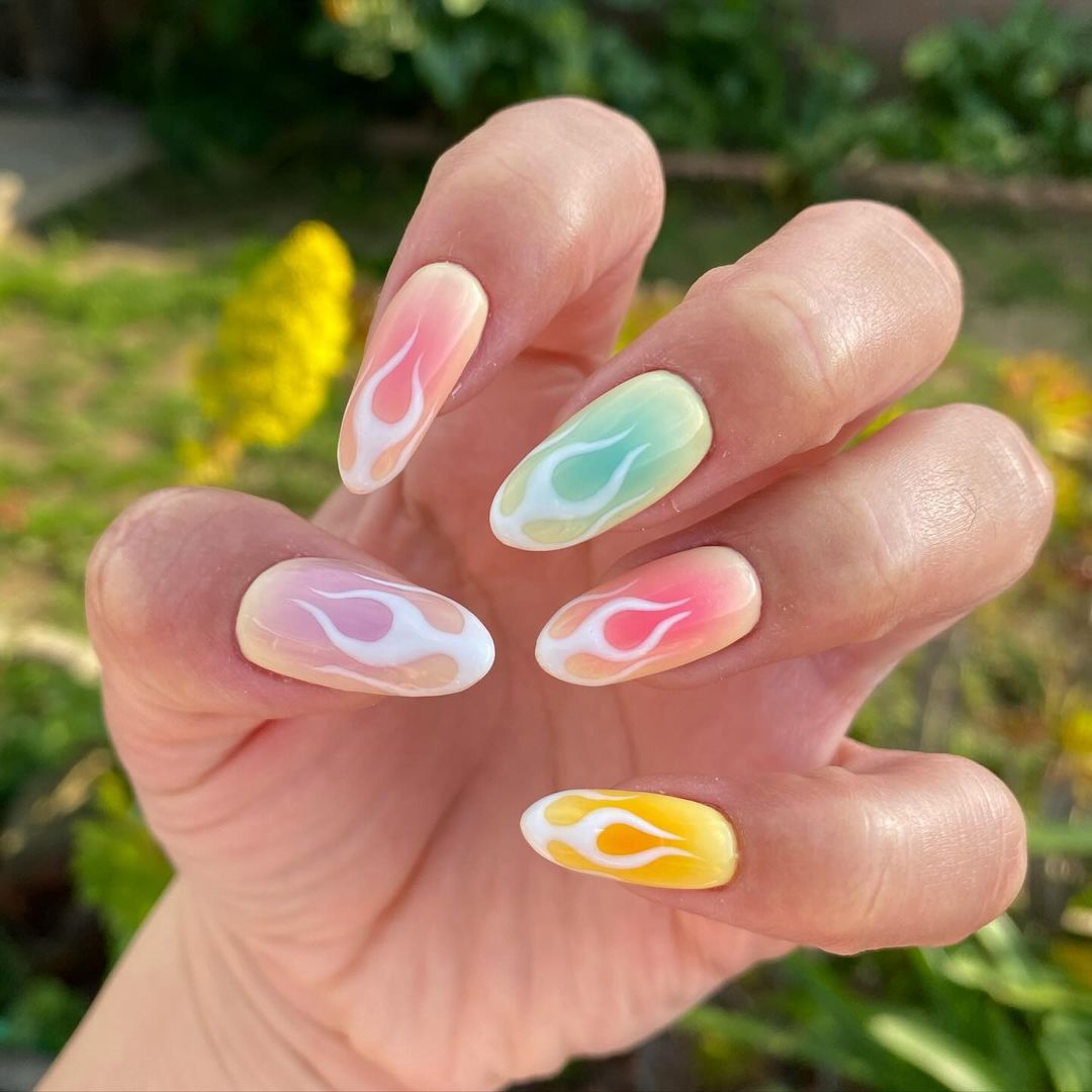 Aura Flames Aries Nails