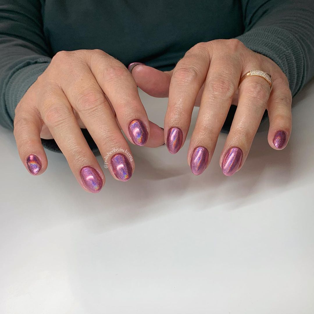 Pink Chrome Aries Nails