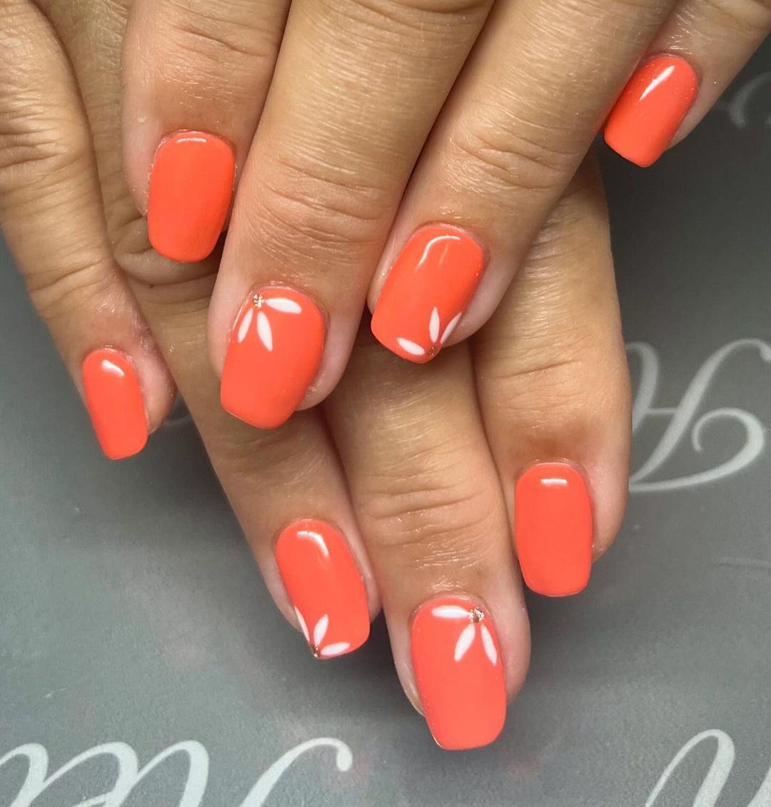 Coral Florals Aries Nails