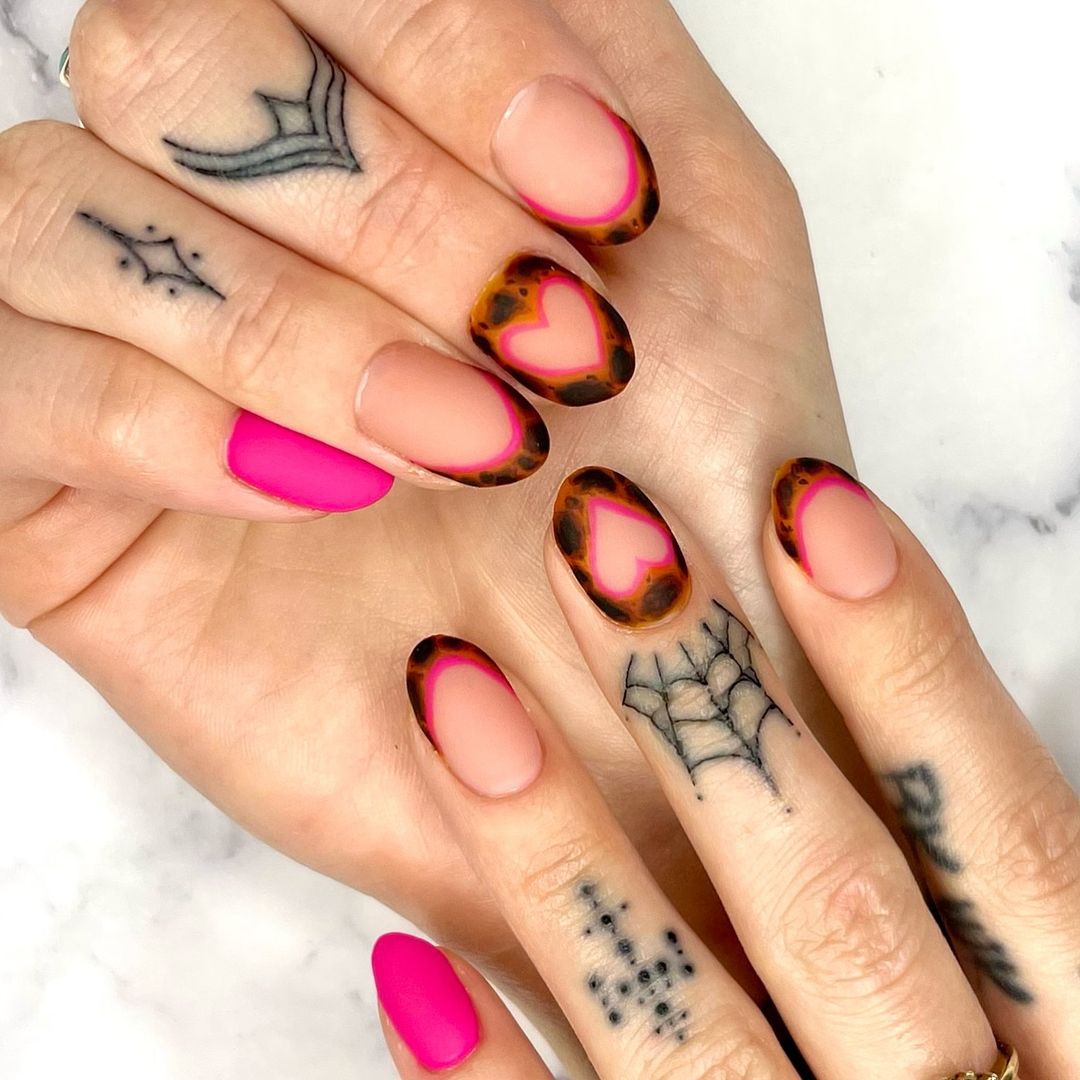 Pink Tortoise Aries Nails