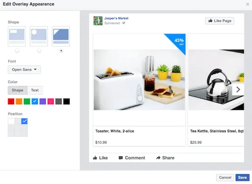 Facebook ad overlays