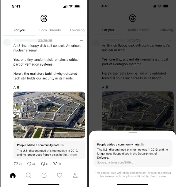 Meta Community Notes example
