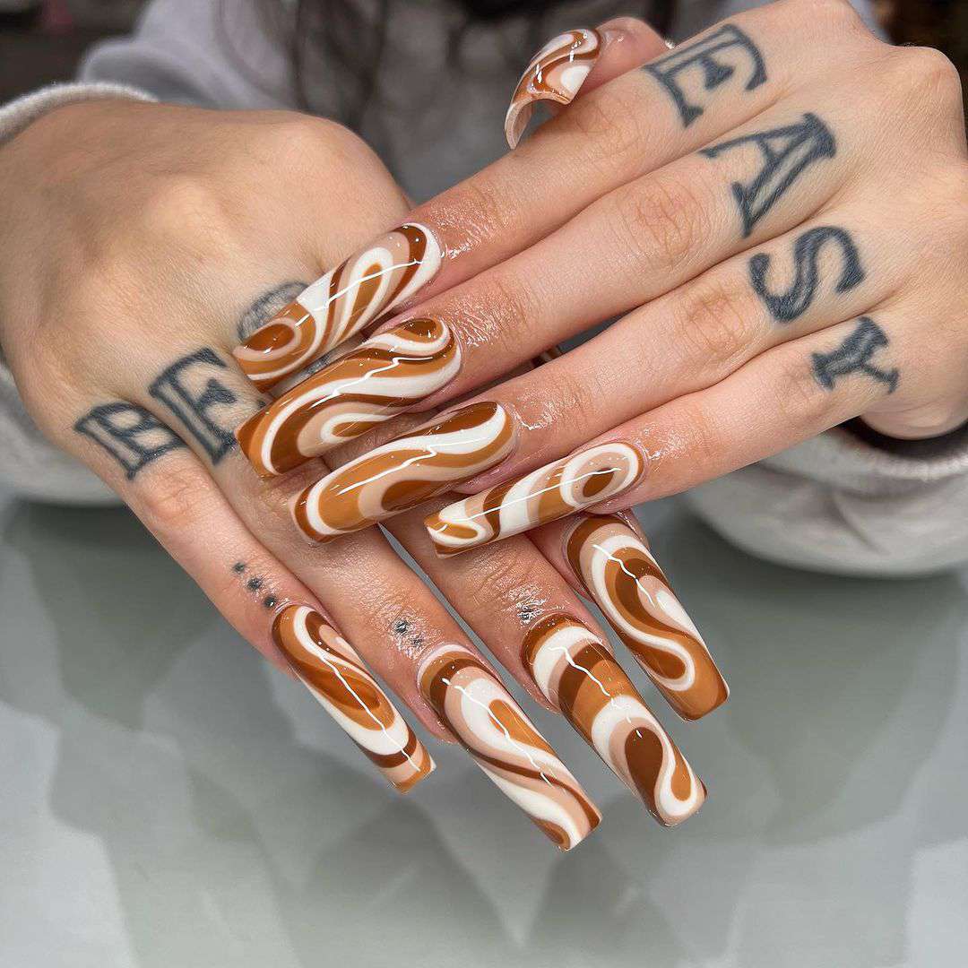 Earthy Swirls Taurus Nails