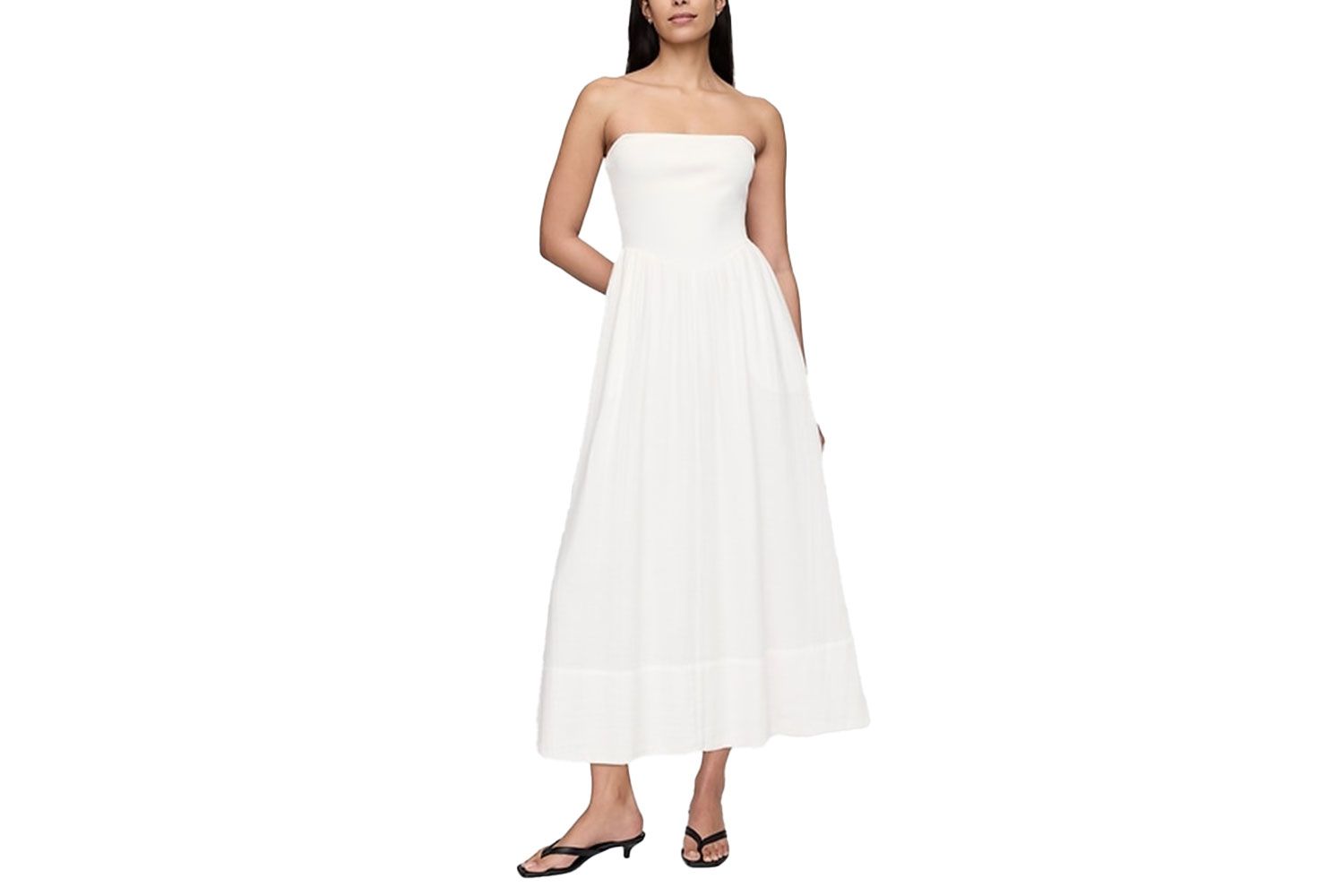 GAP Crinkle Gauze Mixed Media Maxi Dress