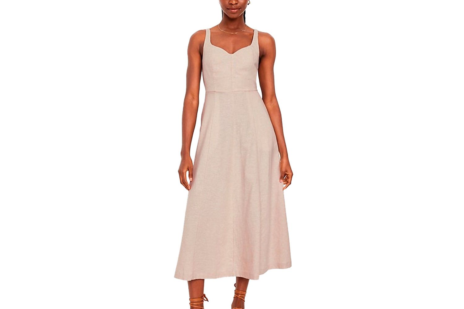 Old Navy Fit & Flare Linen-Blend Midi Dress