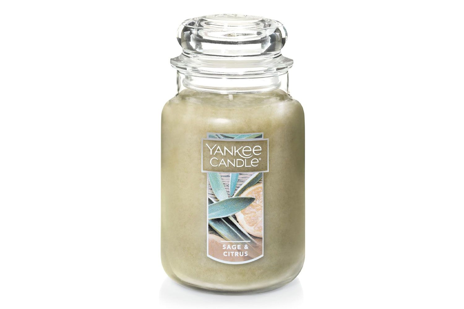 Yankee Candle Sage & Citrus Scented, Classic 22oz Large Jar Single Wick Candle, Over 110 Hours of Burn Time, Ideal for Home Decor and Gifts