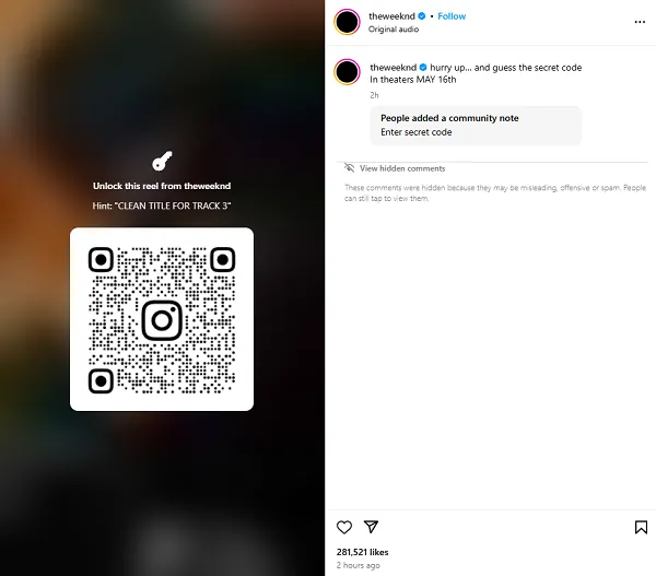 Instagram lockable reels