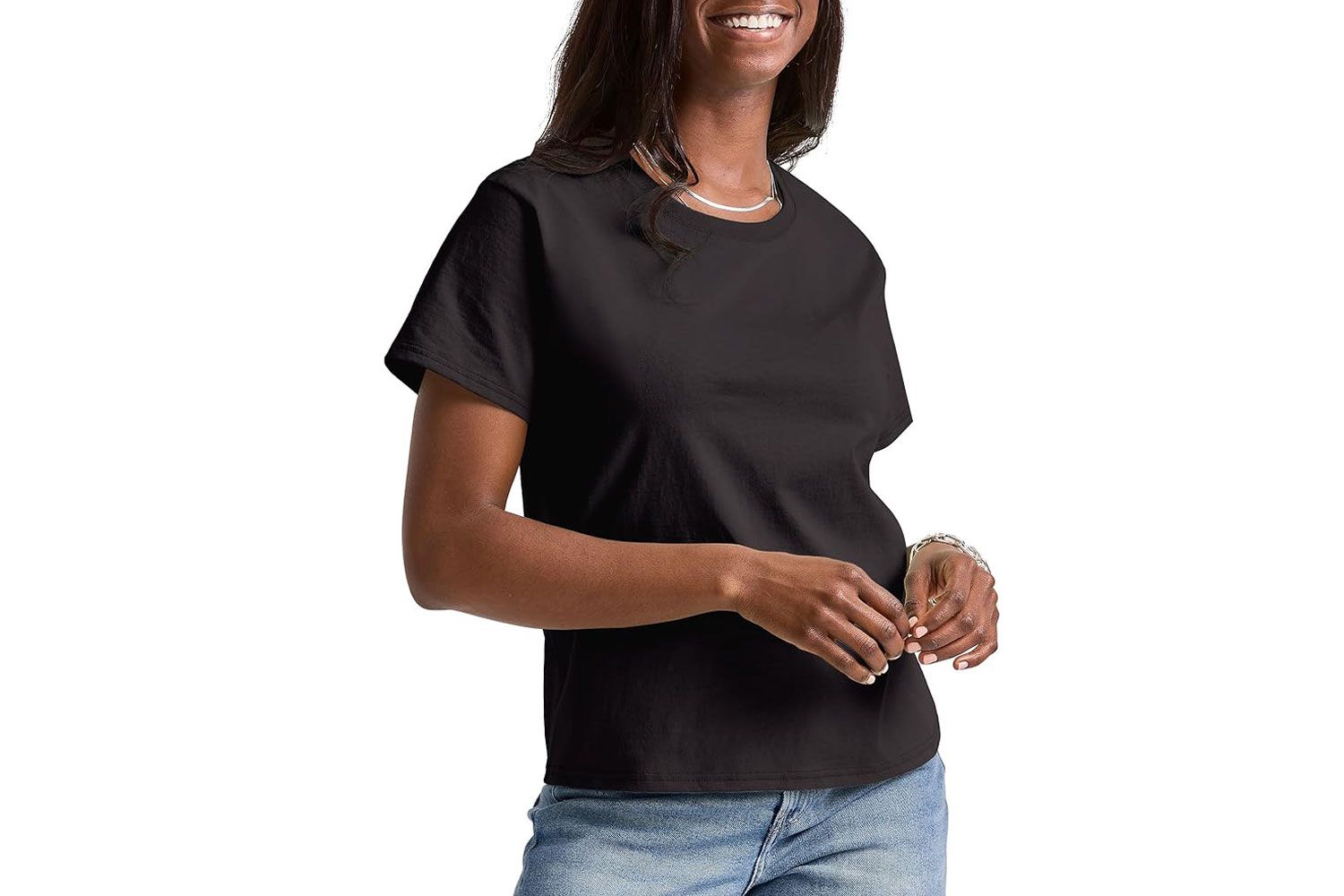 Amazon Hanes Essentials, Cotton Crewneck Tee, Classic Fit T-Shirt for Women