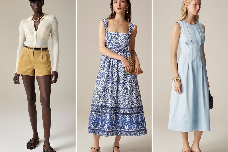 Three individuals showcasing casual and dressy outfits suitable for summer fashion