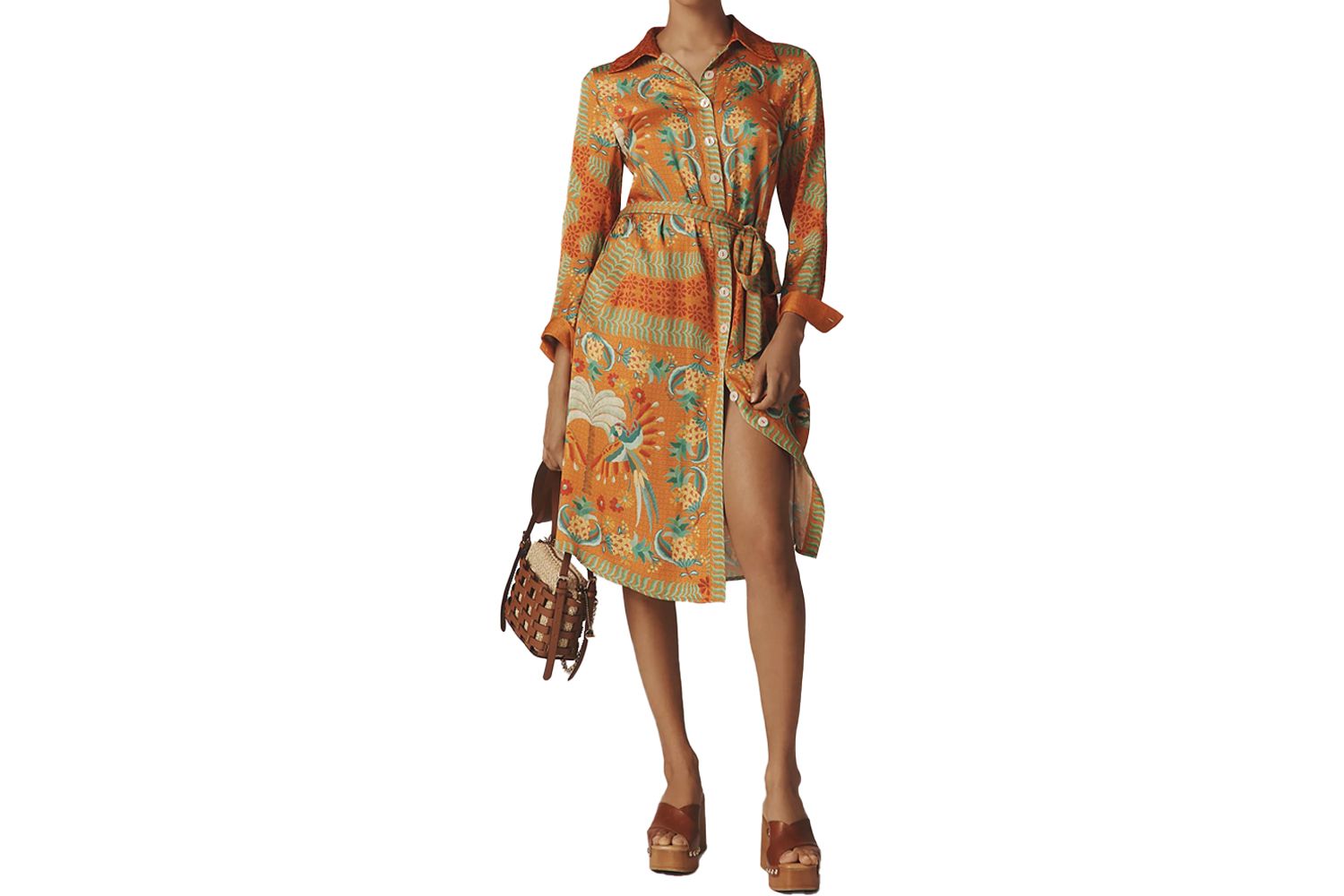 Anthropologie X Farm Rio Belted Shirt Dress