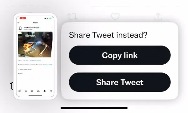 Twitter share pop-up