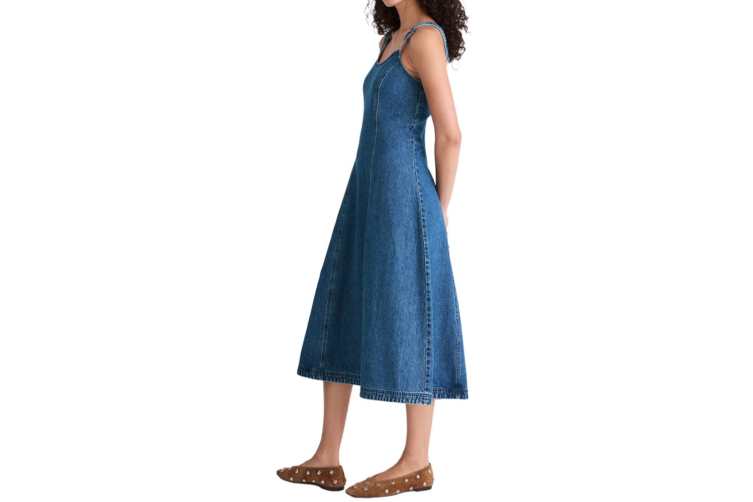 Denim Scoopneck Midi Dress