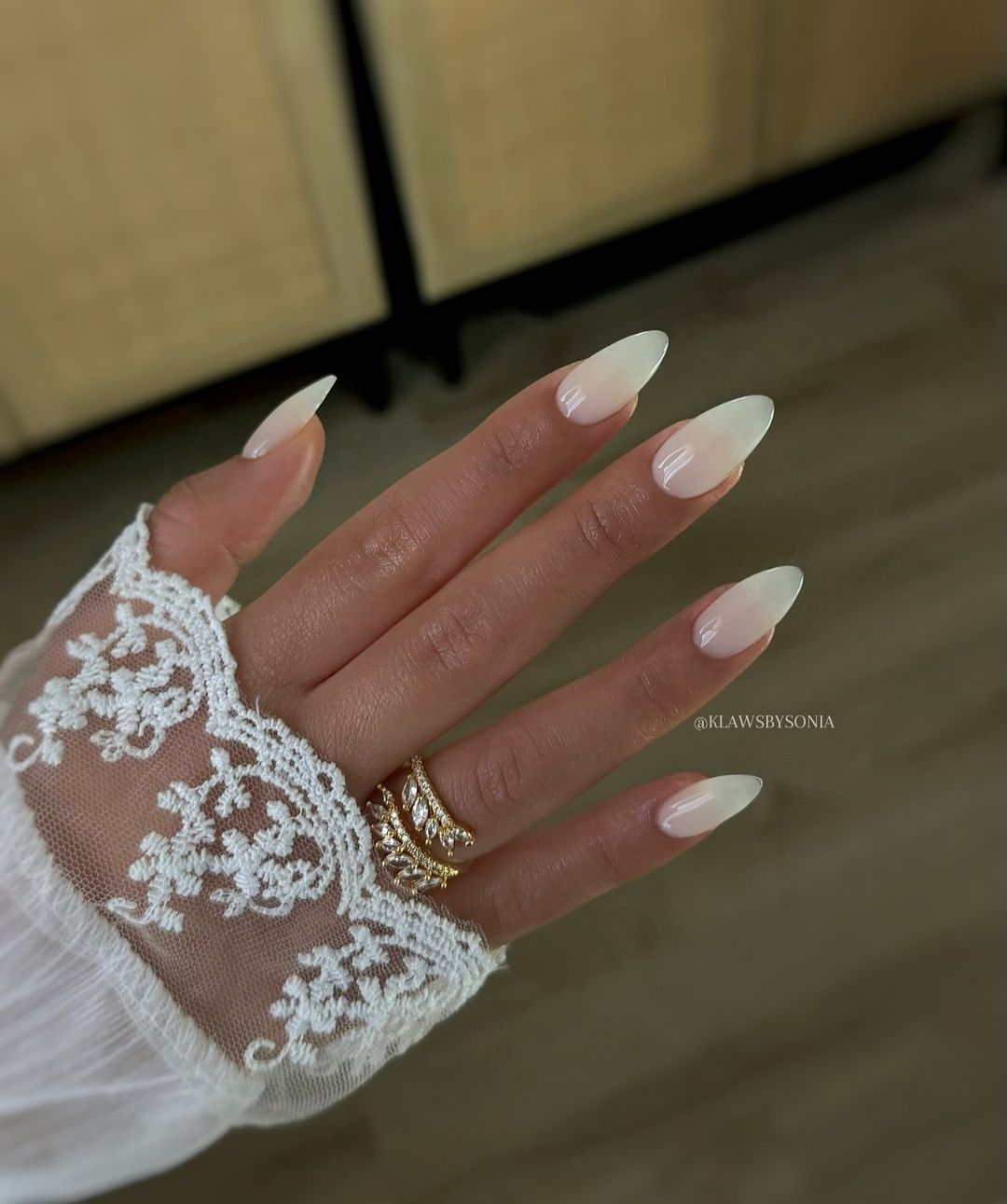 Milky White Libra Nails
