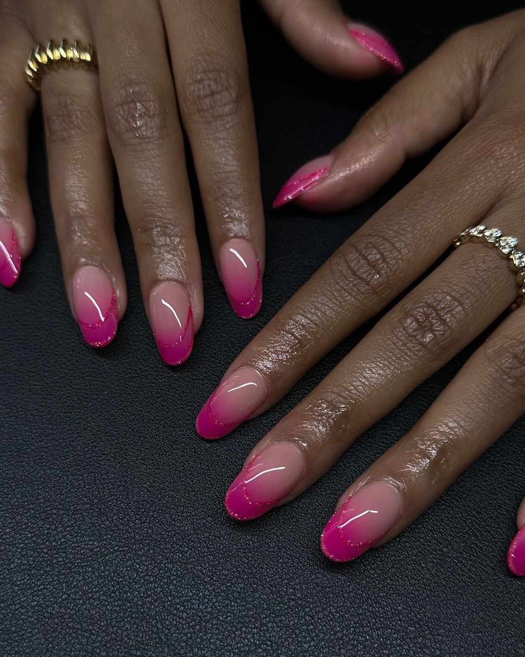 Pink Ombre Tips Libra Nails