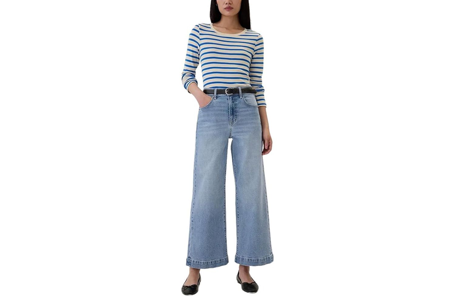 GAP Women's High Rise Wide Leg Cropped Jeans