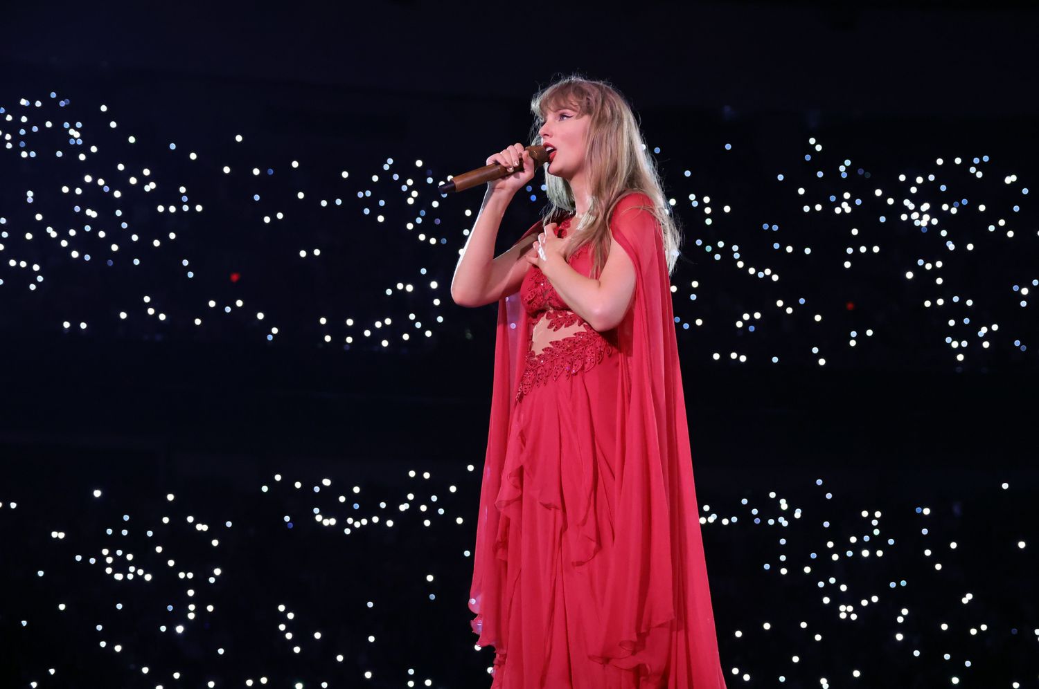 Taylor Swift performs onstage during "Taylor Swift | The Eras Tour" at BC Place on December 06, 2024