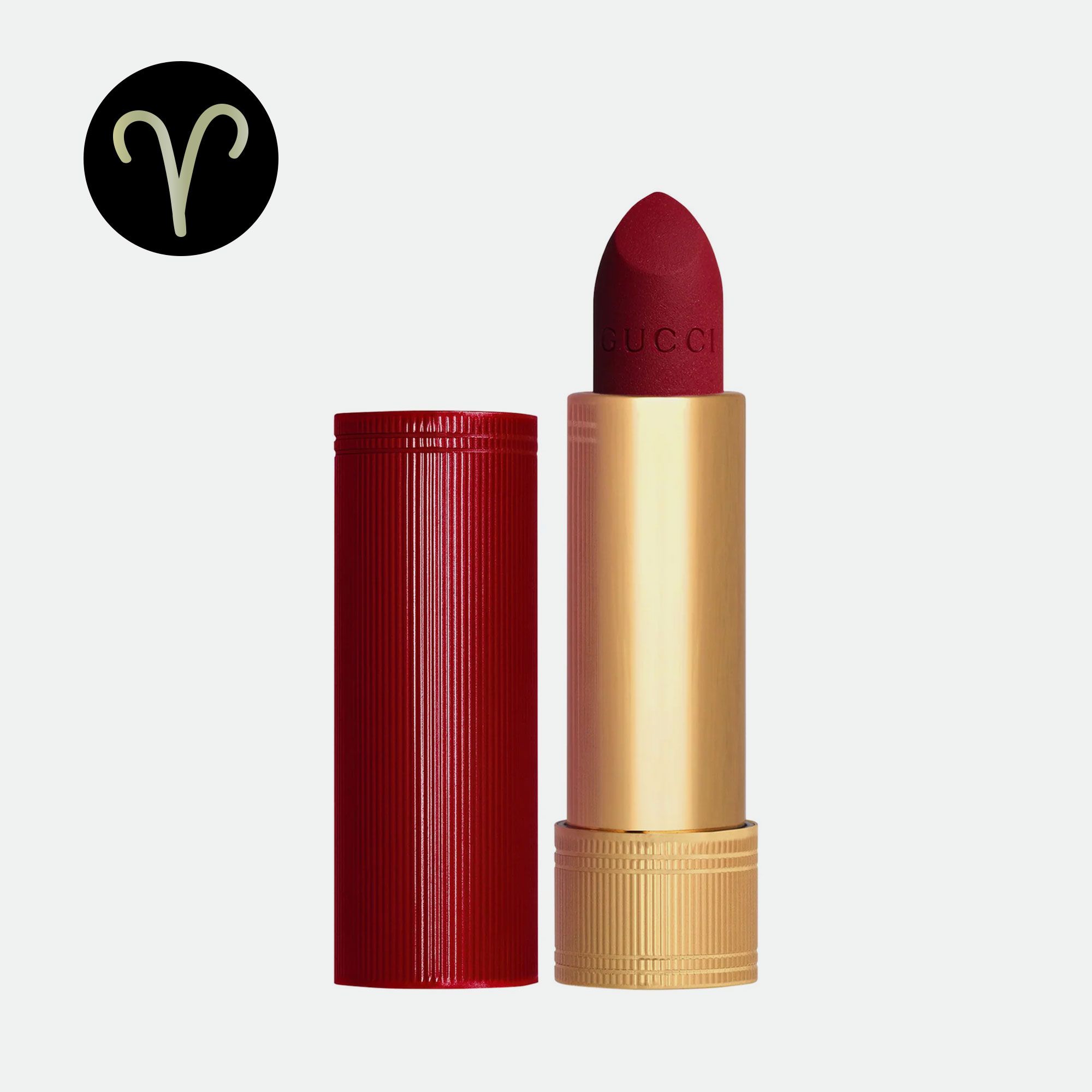 Gucci Velvet Matte Lipstick in 509 Rosso Ancora for Aries