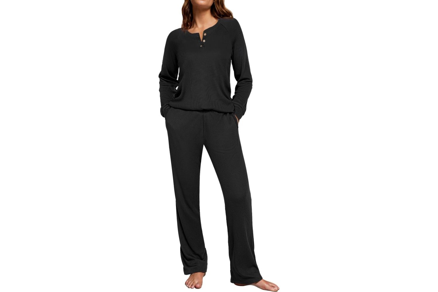 Ekouaer Waffle Knit Pajamas
