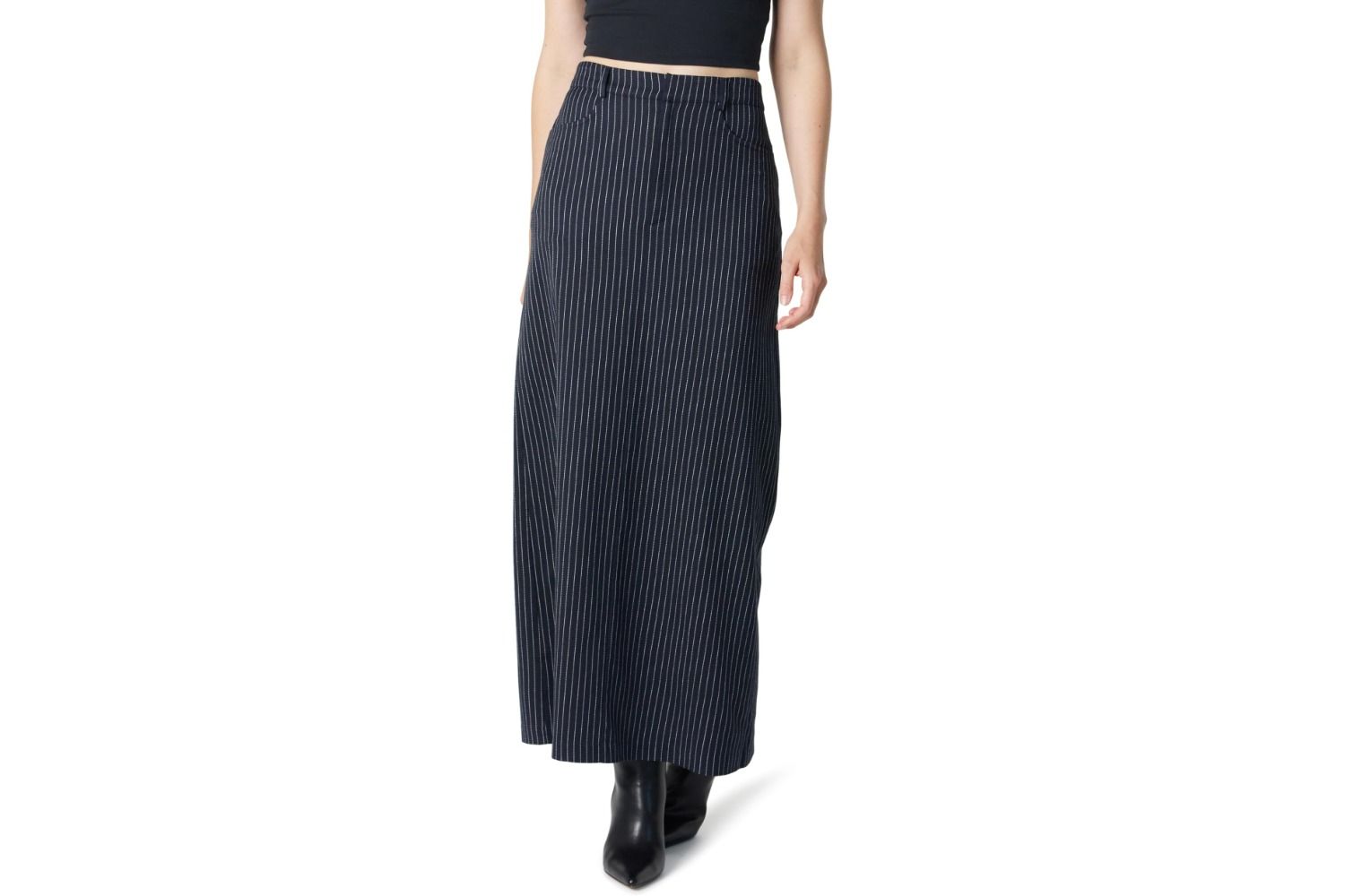 The Drop Denis Woven Long Column Skirt