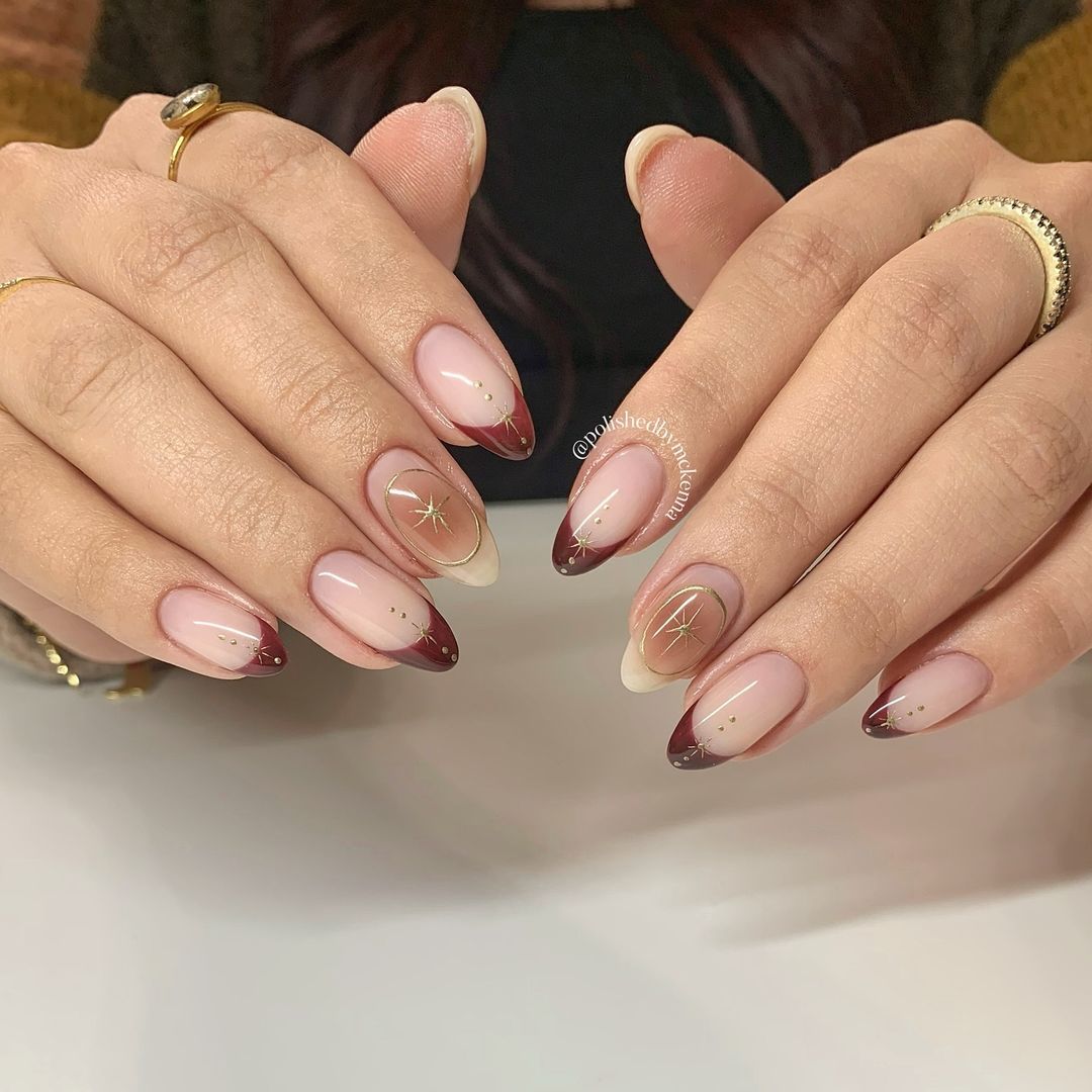A reddish-brown nail look for Scorpio season.