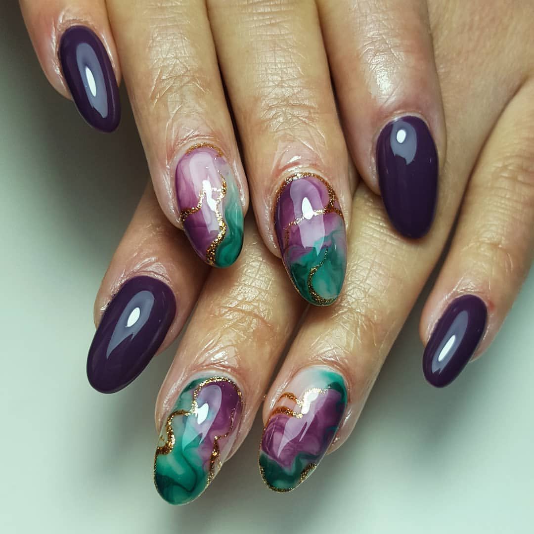 Sagittarius Nails Marbled