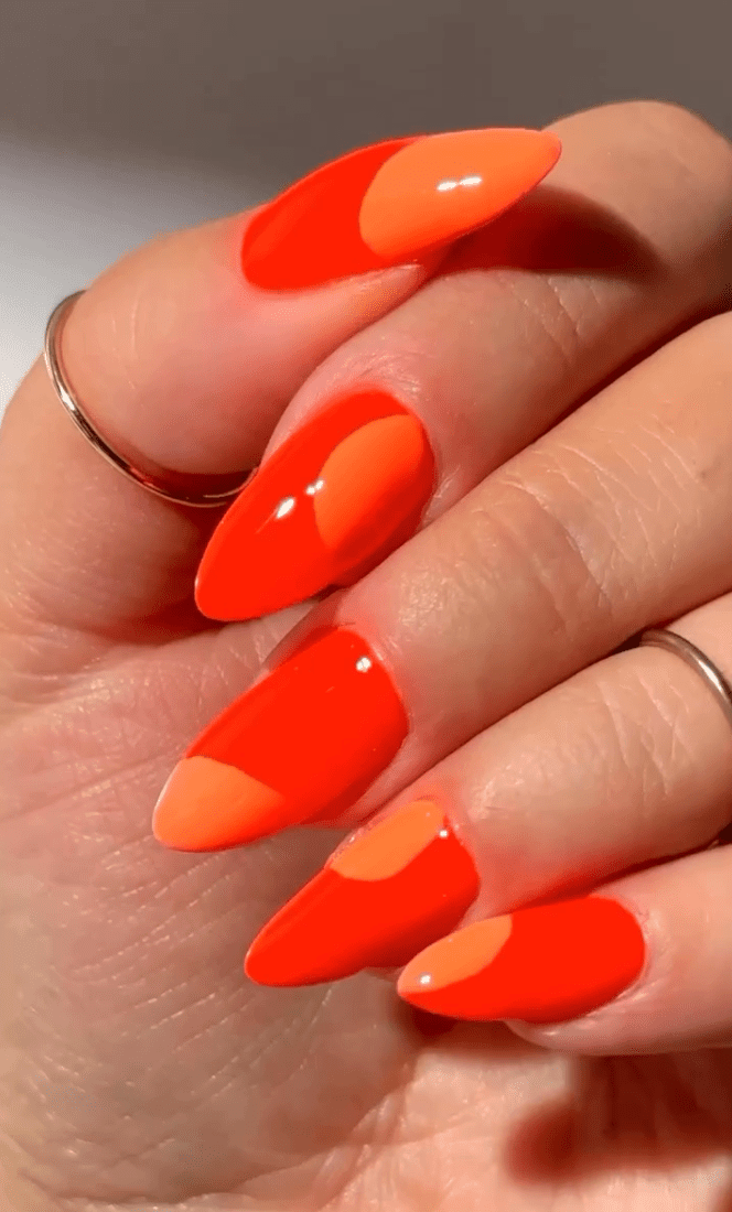 Sagittarius Nails Bright Orange