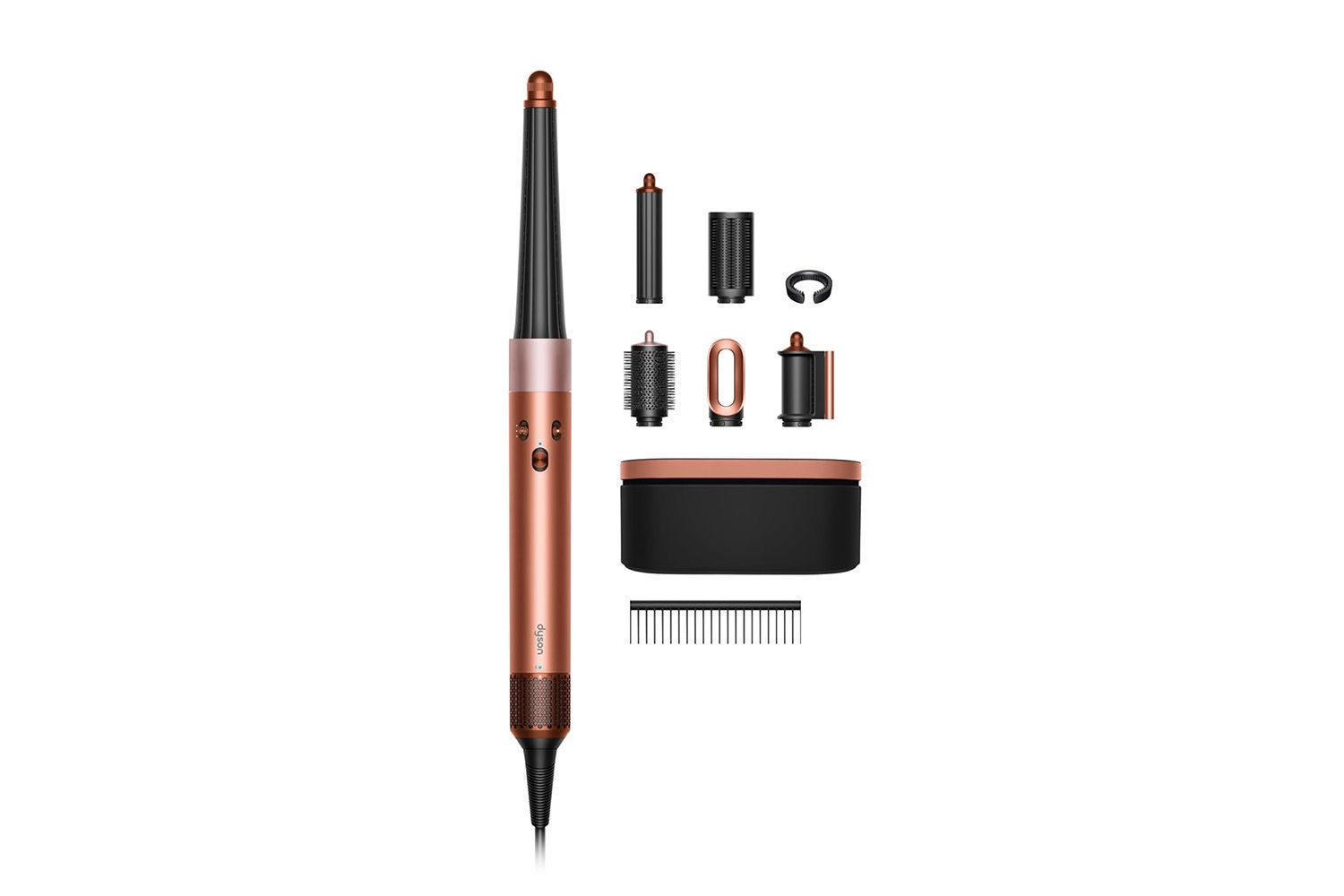 Dyson Airwrap multistyler and its accessories arranged on a surface