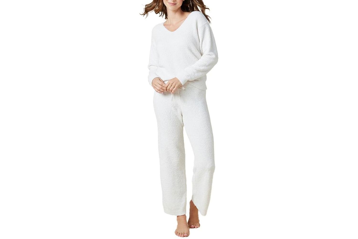Softies Ultra-Soft Solid Marshmallow V-Neck Lounge Set