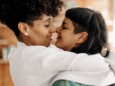 A close-up shot of a couple embracing